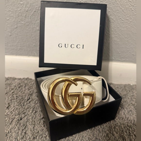 Gucci Accessories - Gucci White Belt with Gold Buckle